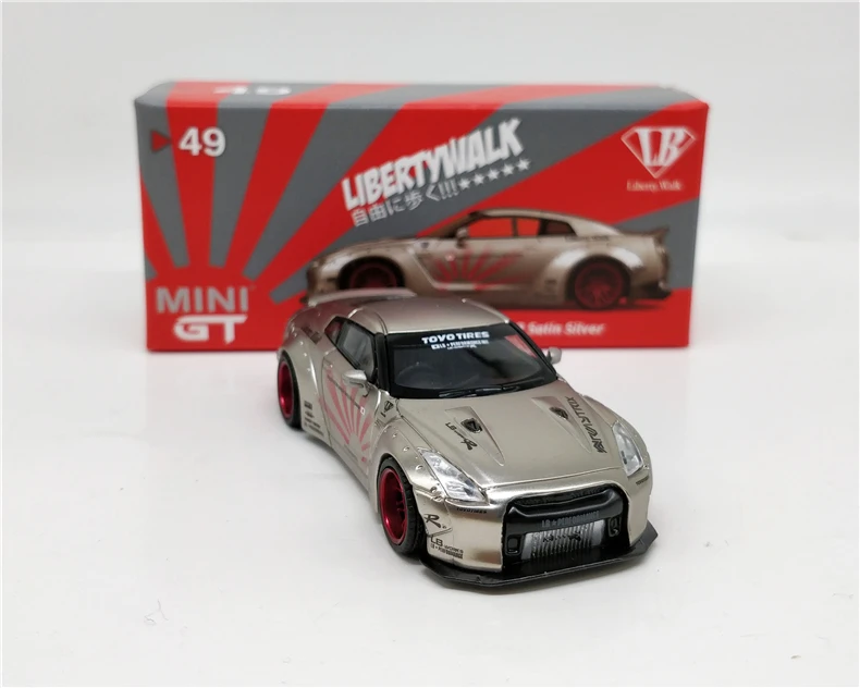 Мини GT 1: 64 LB работает Nissan GTR R35 тип 1 сатин серебро LHD/RHD литой модель автомобиля