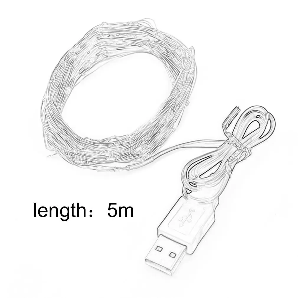 ICOCO 5 м/16ft 50 светодиодный s USB светодиодный медный провод струнный светильник IP67 Водонепроницаемый DIY лампы для праздников для внутреннего и наружного украшения