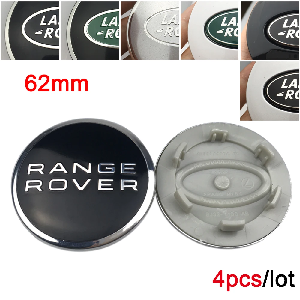 4 Uds 62mm 63mm Verde Negro coche plateado estilo tapacubos para centro de rueda cubierta para insignia para Land Rover RANGE ROVER Evoque descubrimiento
