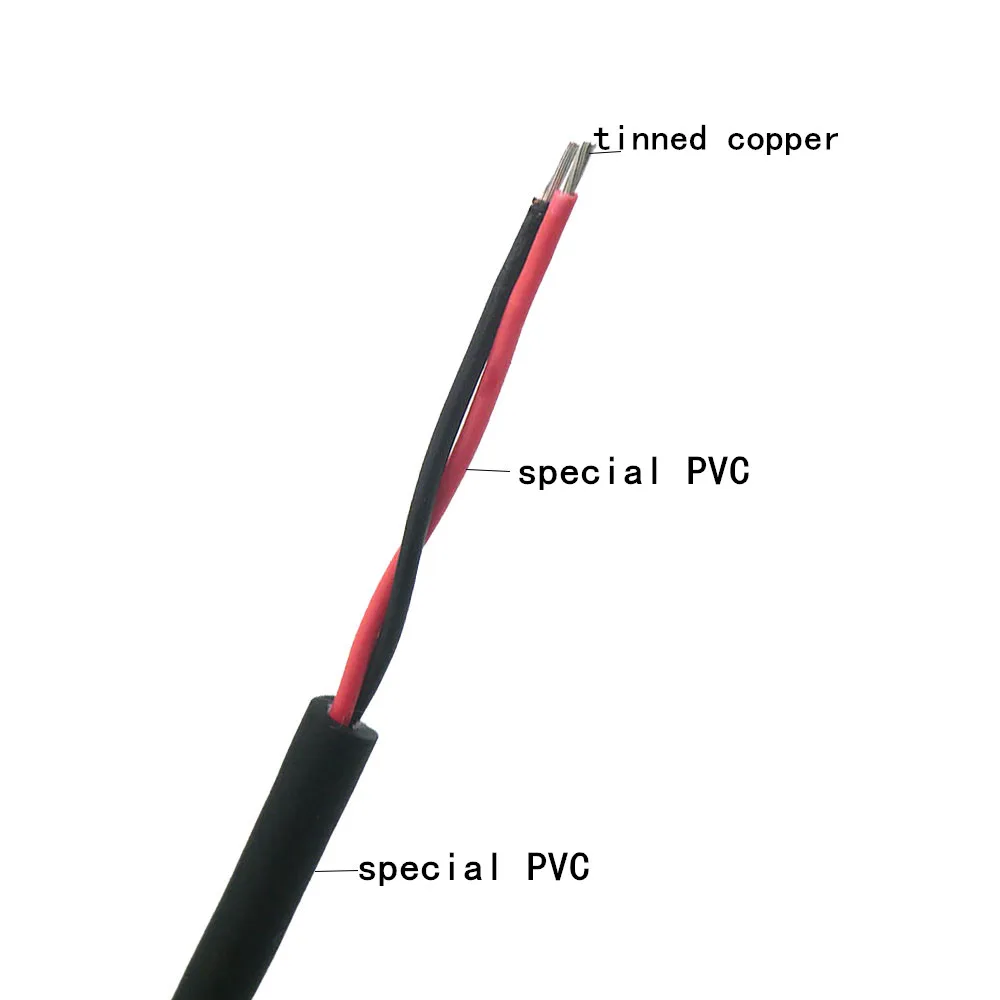 2 жильный кабель гибкий Управление провода 0,14, 0,2, 0.3mm м² 26awg, 24awg, 22awg, луженая медь 10 м