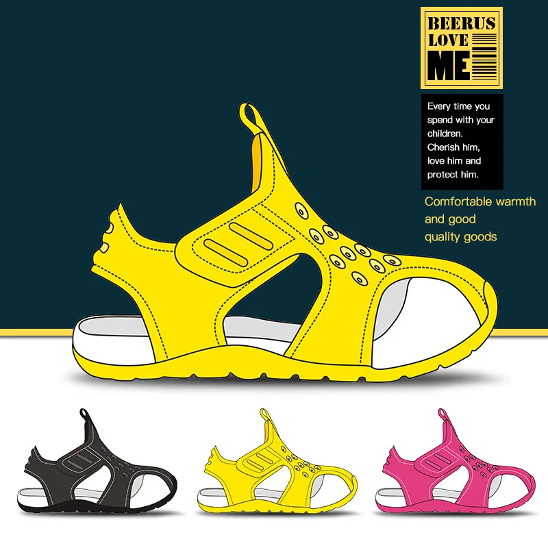 

Xiao lan hou CHILDREN'S Sandals Closed-toe BOY'S 2019 Summer Girls Big Boy Velcro Hollow out Learner CHILDREN'S Shoes Fashion