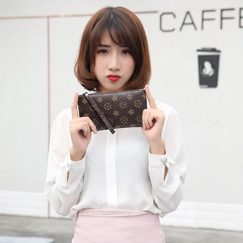 

2 PCS Wallet Women Small Bag Luxury Brand Mini Phone Purses Female Flower Brown Coin Zipper Bag Wholesale Purse Card Holder