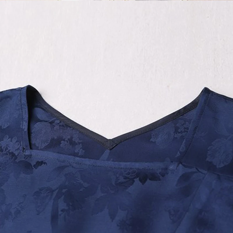 VOA Plus Size Heavy Silk Jacquard Printed High
