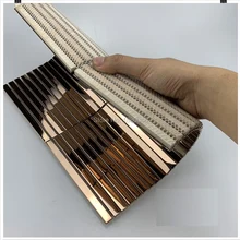 Высококачественная розовая Золотая мозаика из нержавеющей стали, металлическая мозаика в форме полосы, 3D декоративная настенная плитка, металлическая настенная плитка