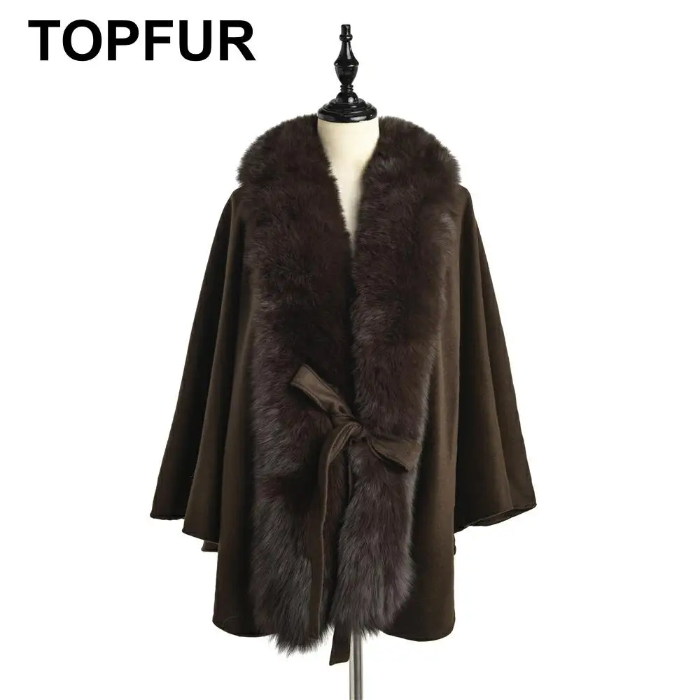 Женская меховая накидка с рукавами летучая мышь и V-образным вырезом |