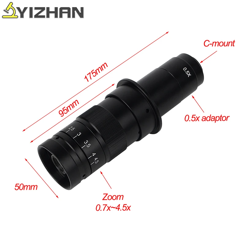 US $41.28 Digital Video Microscope Camera HDMI VGA 38MP 16MP 1080P 180X C mount lens LED Ring Light for PCB Soldering Repair Video output