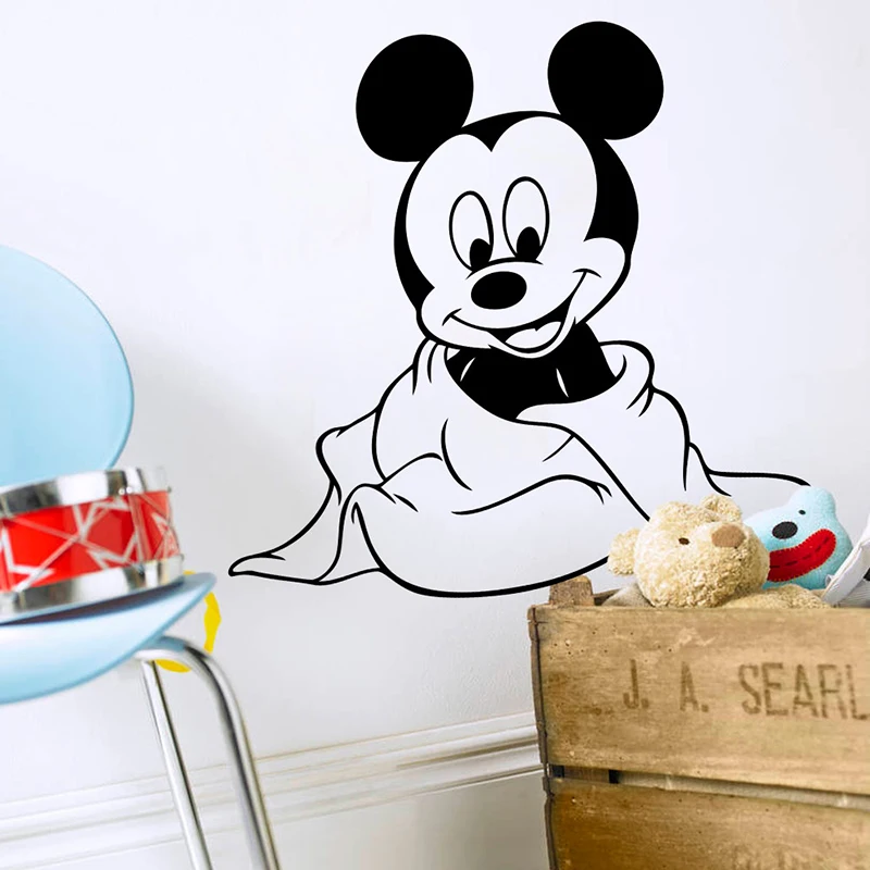 Cartoon Mickey Mouse Wall Stickers Self Adhesive Vinyl Wallpaper For Kids Baby's Rooms Decals Creative Sticker Adesivo De Parede