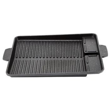 

Hot 32 X 26cm Portable BBQ Grill Pan Plate Non-Stick Coating Butane Gas Stove Cooker Plate Rectangle Korean Barbecue Plate