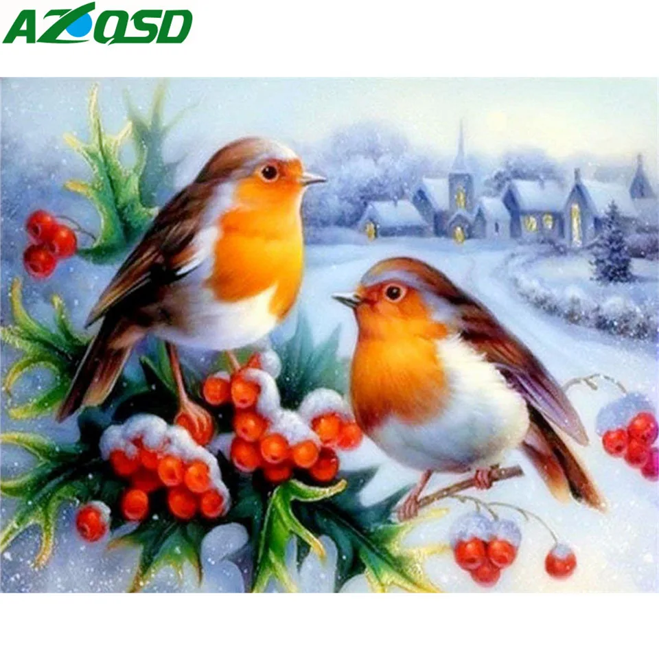 AZQSD Full Drill Diamond Painting Birds 5d Diy Handmade Home Decor Mosaic Animal Cross Stitch Picture Of Rhinestones | Дом и сад
