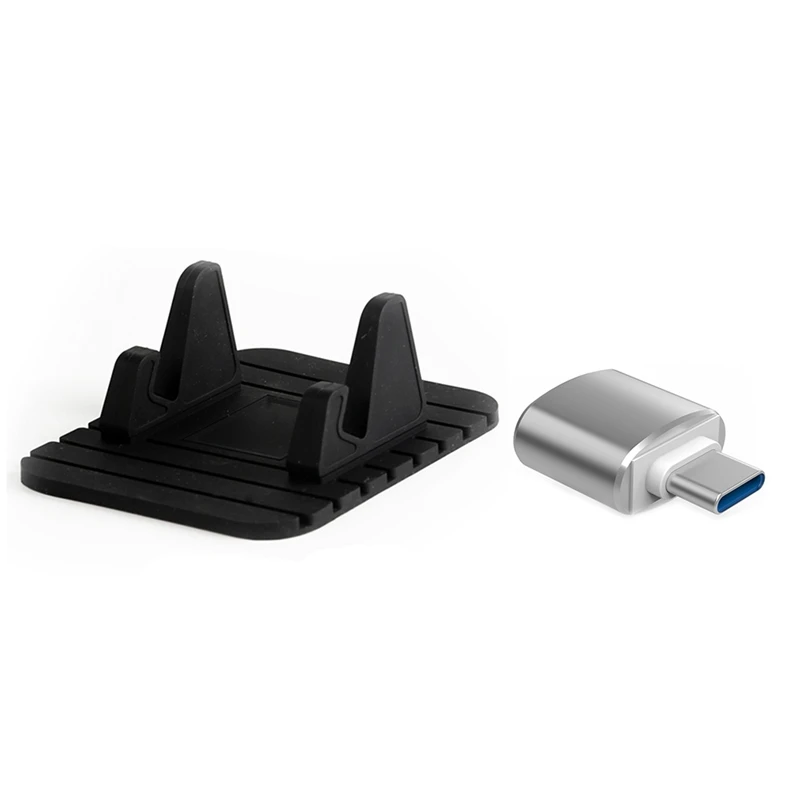 

1 Set Car Dashboard Mount Holder Pad Dash Mat & 1 Pcs USB Type C Otg Adapter USB Type-C Otg Converter