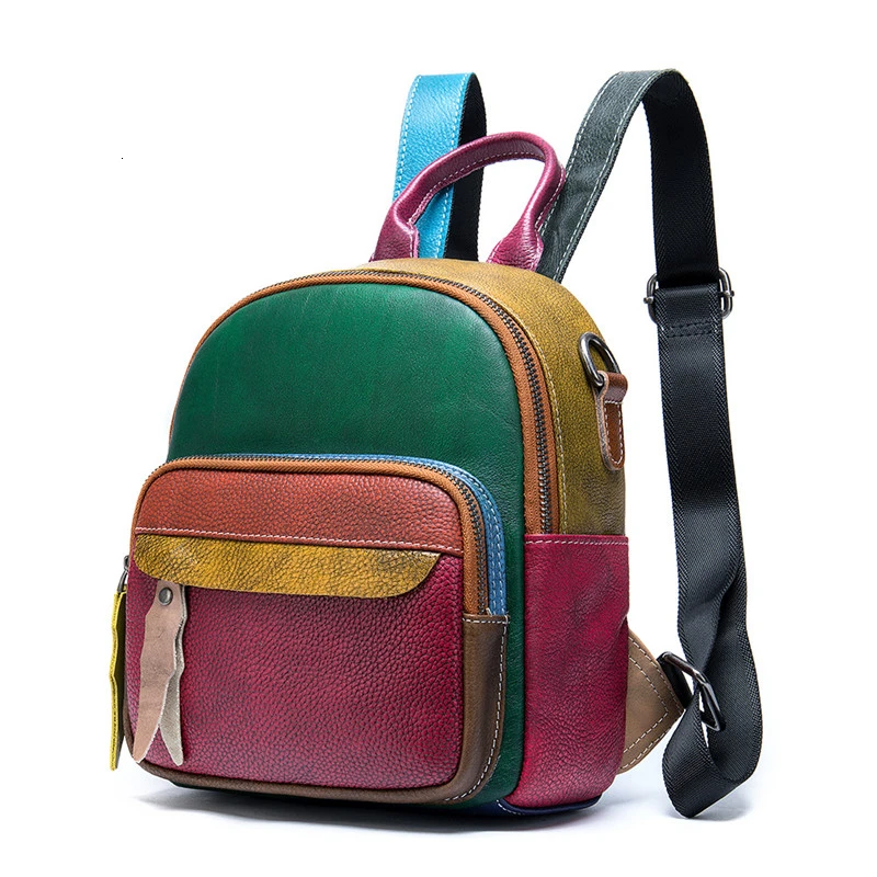 

Mini Backpack Women Cow Leather Shoulder Bag For Teenage Girls Kids Multi-Function Small Bagpack Female Ladies School Backpack