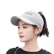 Пустая зимняя Модная трикотажная шляпа с шерстяным козырьком, уличная теплая Бейсболка, шапки для женщин