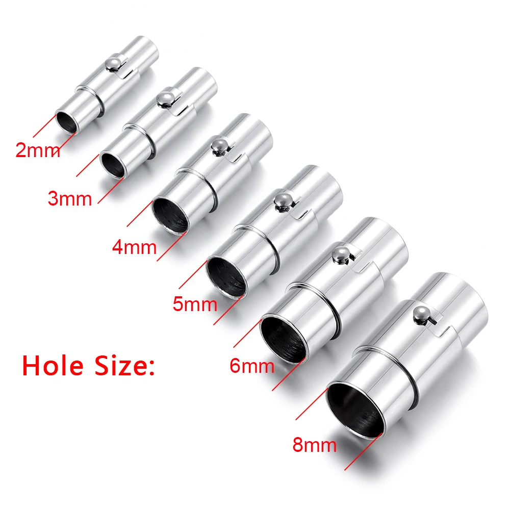 2-4pcs Stainless Steel Magnetic Clasps Hole 3mm 5mm 6mm 8mm Leather Cord Lace Safe Lock Clasp Magnet DIY Bracelet Jewelry Making