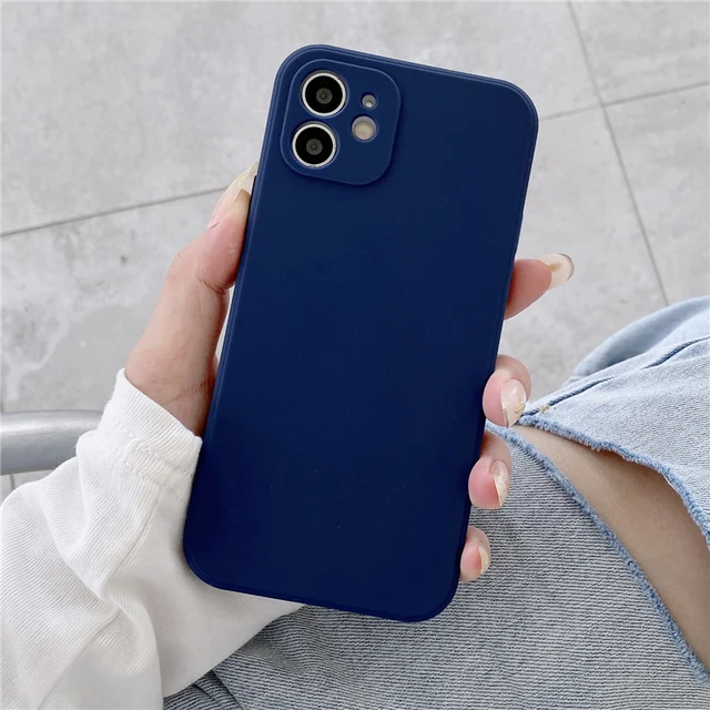 Soft Silicone Candy Colour Phone Case For iPhone 11 12 Pro Max 13Mini Camera Protection XS X XR 7 8 Plus SE2020 Matte Shockproof Royal Blue