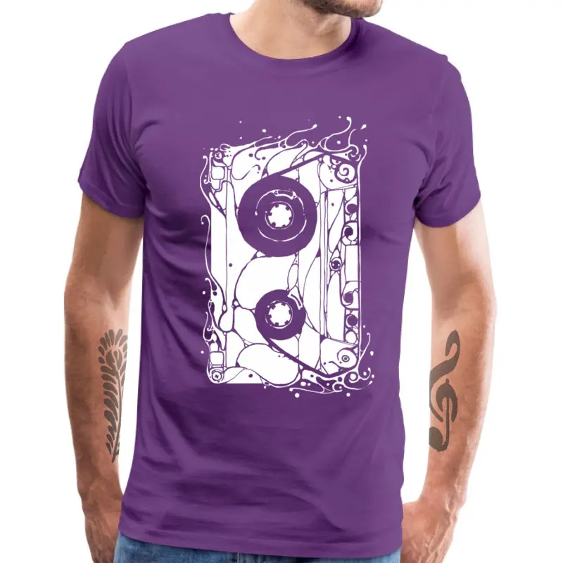 Cassette2_8308 Rife Short Sleeve Personalized T-shirts 100% Cotton O Neck Mens Tops T Shirt Fashionable Tshirts Summer/Autumn Cassette2_8308 purple