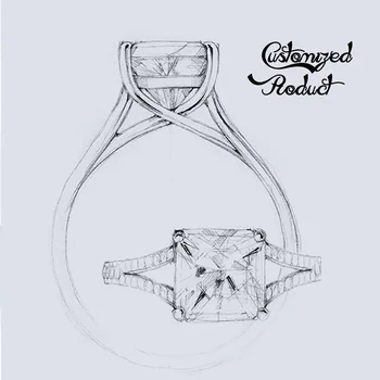 

DovEggs Customized Link For Ring Set 14K White Gold Center 6*8mm EF Color Radiant Cut Moissanite Ring with Accents