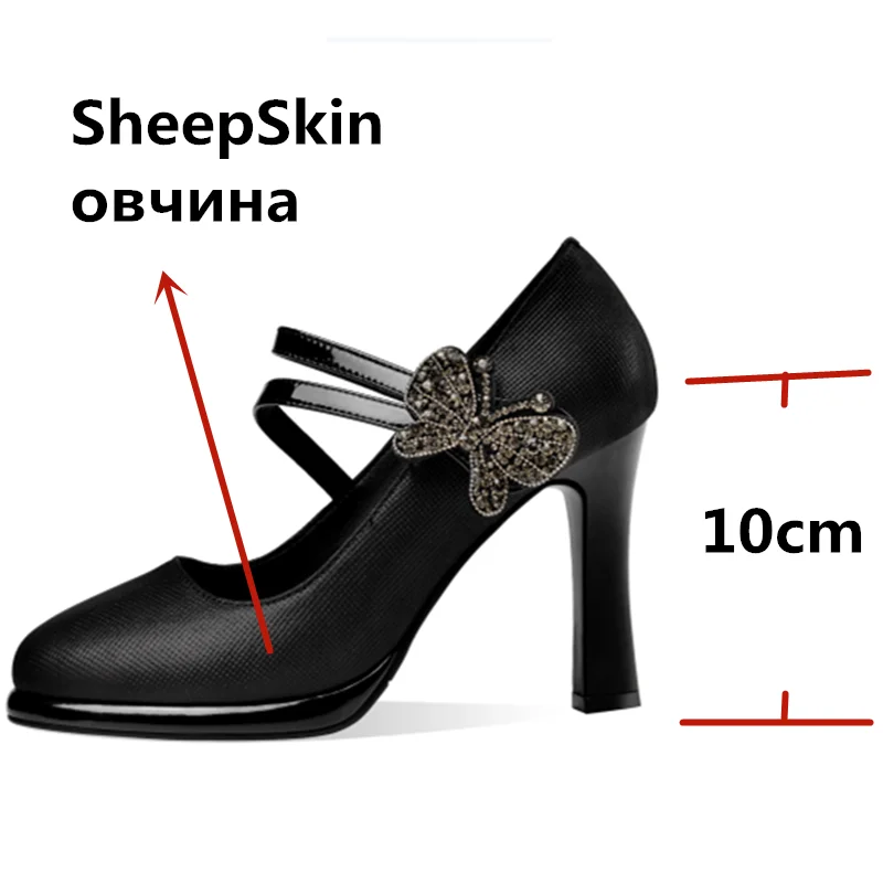 Женские туфли лодочки FEDONAS летние из овчины на высоком каблуке с украшением в