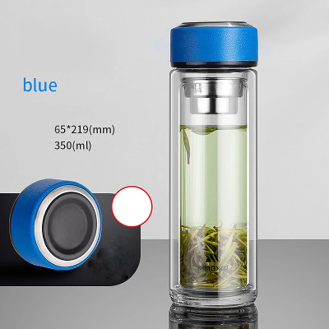 Insulation Cup Double Glass Insulation Cup Portable Cup Insulation Tea Cup With Cover Filter Tea Cup For Household B20080 Blue