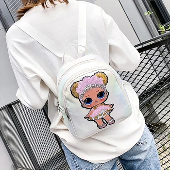 

New 2019 LOL Surprise Dolls Backpack for Teenage Girls Trend Travel Printing PU Cute Waterproof Sequins Backpack Schoolbag 2S48