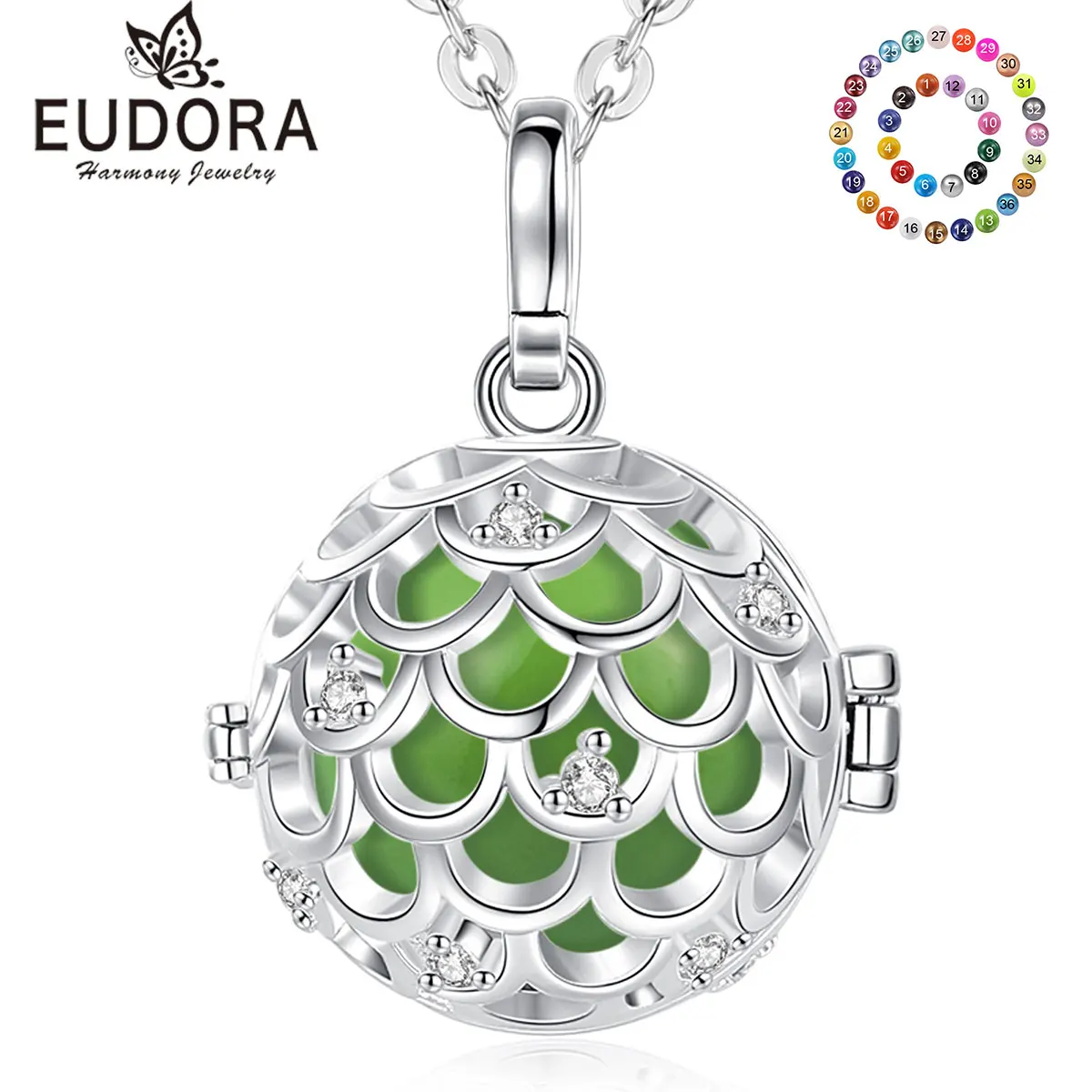 Eudora 18 Mm Harmony Ball Fish Scale Cage Pendant Necklace Fashion Jewelry Regali Da Donna K447N18