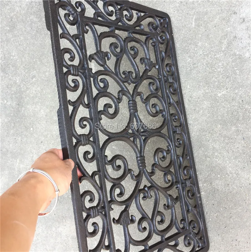  Cast Iron Door Mat Small Durable Decorative Outdoor Scroll Doormat Home Kitchen Hallway Accessories - 32694413647