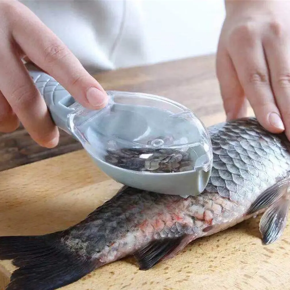 

Fishes Scale Scraper with Lid Kitchen Scale Scraper Manual Scale Removal Tool No Splashing Sharp Convenient