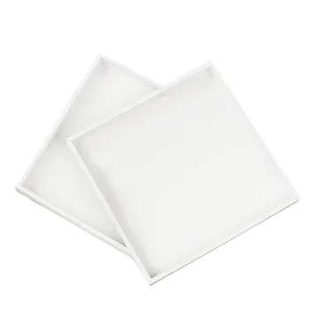 

2Pcs Multifunctional Simple White Wooden Square Storage Box for Household Daily Necessities Tea Food Server Dishes Platter Plate