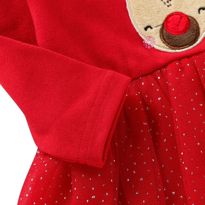 Рождественское праздничное платье для маленьких девочек; осенне-зимнее платье для девочек; детская одежда; Детские платья; кружевное платье-пачка с длинными рукавами