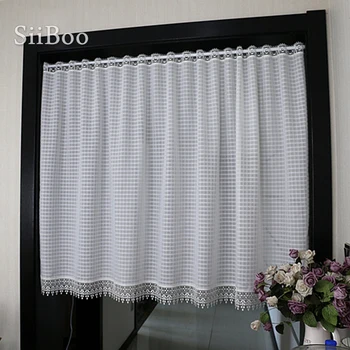 

Japanese and Korean style white color tube curtain with lace pendant for window kitchen tulle curtains zaslony do okien SP5766