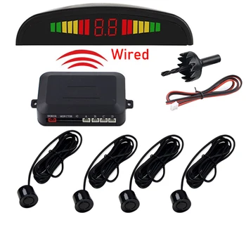 

Parking Sensor Auto Parktronic Kit LED Display Auto Parking Radar with 4 Sensors Reverse Backup Monitor Detector System