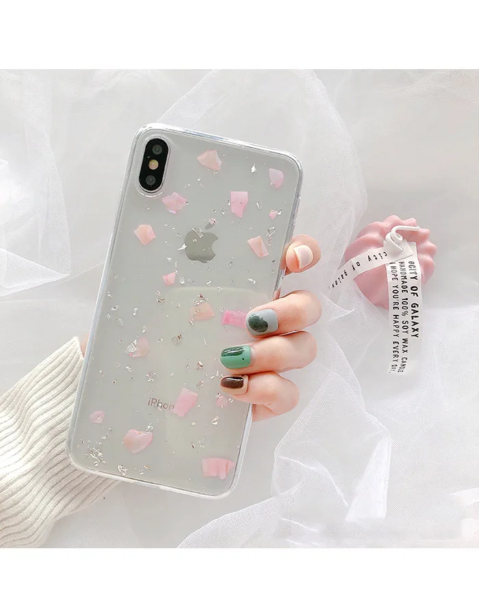 GlamPhoneCase Простой Прозрачный оловянный фольгированный чехол для iPhone X XS Max XR Мягкий