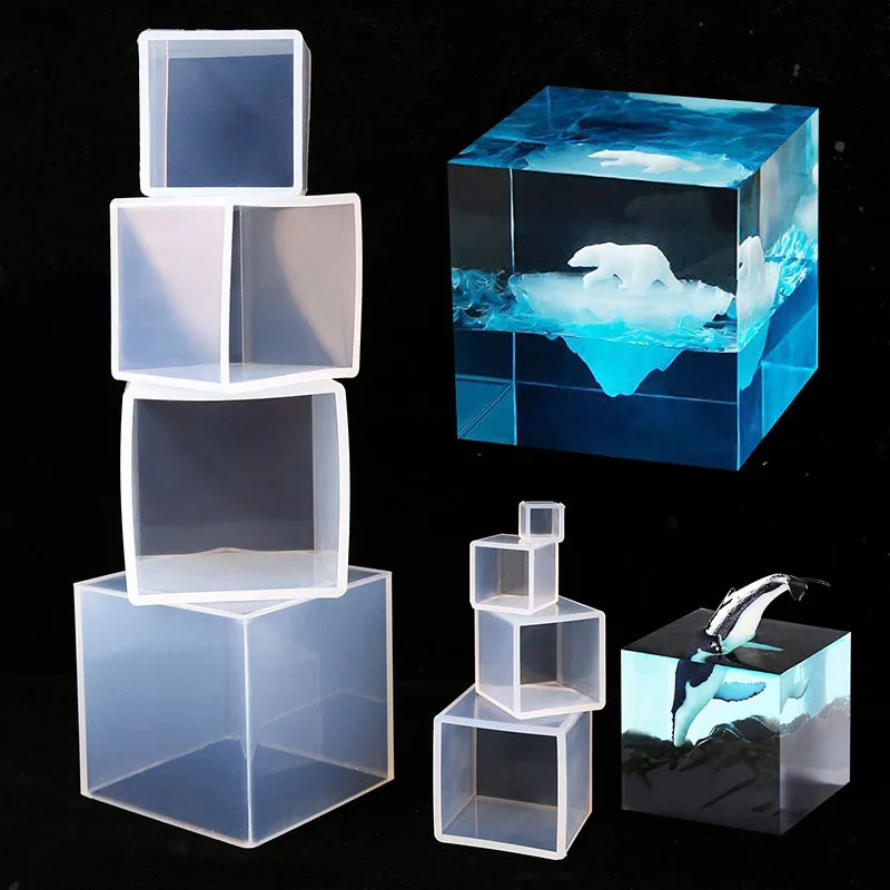 DIY Crystal Silicone Mold High Liquid Transparent Cube Square Ornaments Silicone Molud For Resin Handmade Jewelry Casting Mold