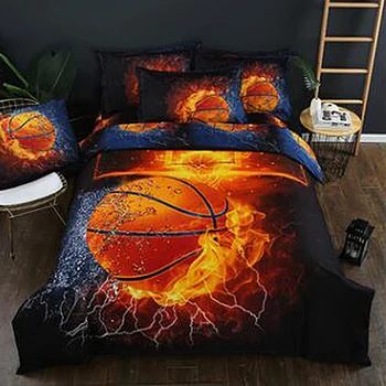 

Home textile bedding 3D printed football, basketball, show off sporty style sports pillowcase bed sheet quilt cover set