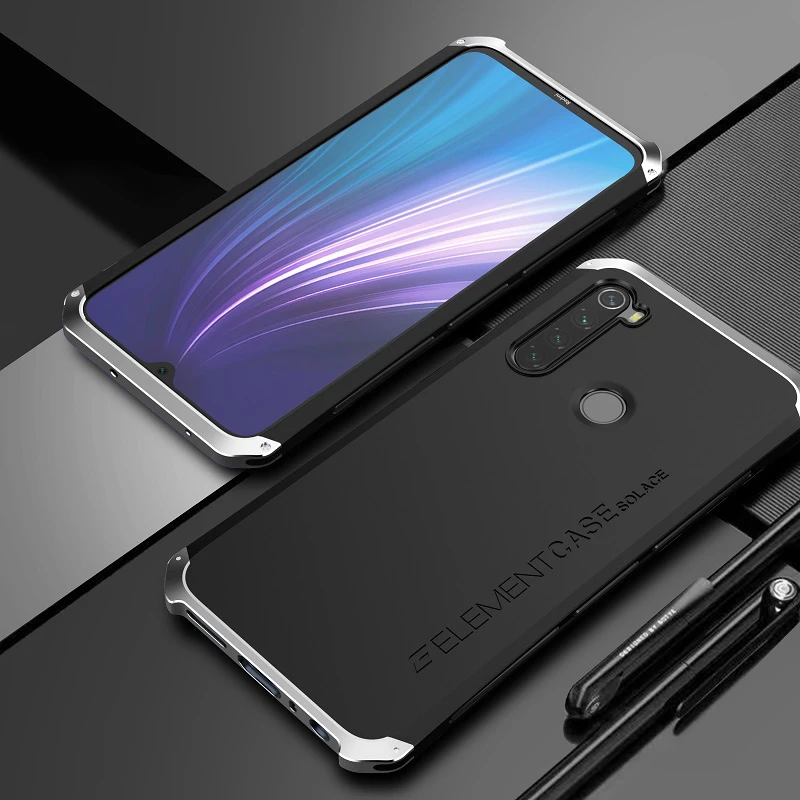 Чехол для Xiaomi Redmi Note 8, сверхпрочный Защитный металлический алюминиевый чехол, задняя крышка, чехол для телефона Xiaomi Redmi Note 8 Pro - Цвет: Black Silver