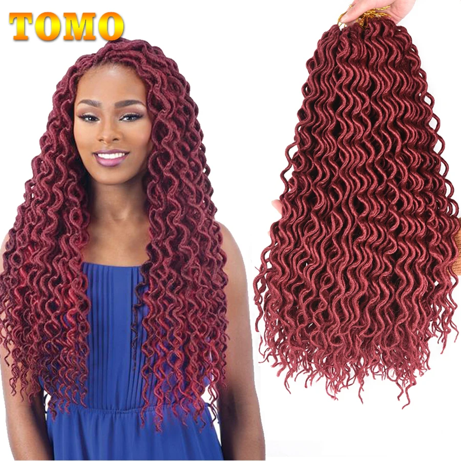 

TOMO Goddess Locs Crochet Hair 18 Inch Wavy Faux Locs Braids 24 Roots Pre Looped Synthetic Crochet Braids Hair Extensions BUG