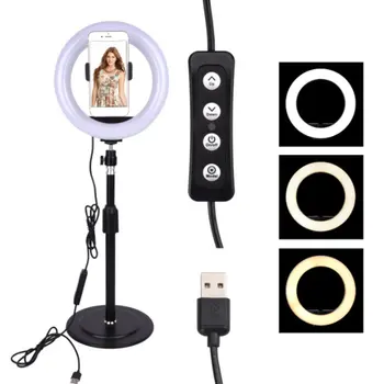 

Live Broadcast Dimmable Desktop 7.9 inches Ring LED Light Mobile Phone Beauty selfie Photography Fill Light Phone Holder