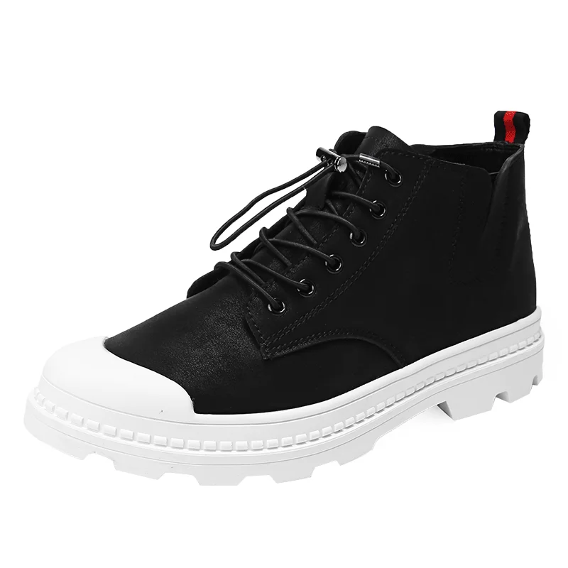 2019 Summer Boots Men High Quality Comfortable Casual Breathable Man Shoes British Style Basic PU Ankle Black | Обувь