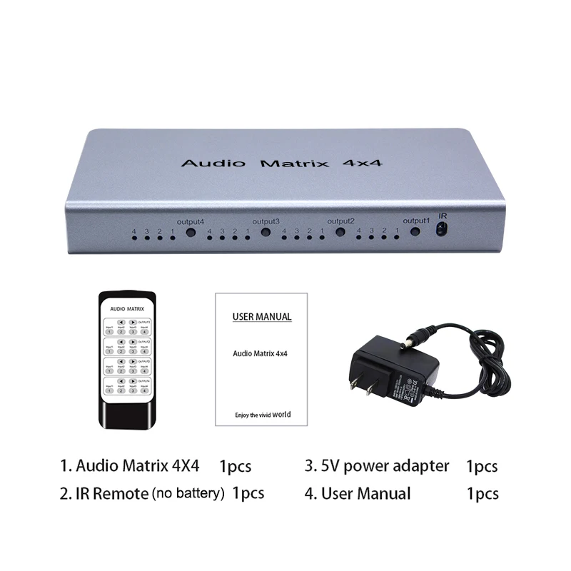 4x4 Audio Matrix Switch Splitter SPDIF / TOSLINK Digital Optical Audio Converter