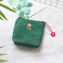 

Cute Floral Printing Simplicity Coin Holder Girls Women Durable Coin Wallet Canvas Wallet Key Card Flower Pendant Coin Purse