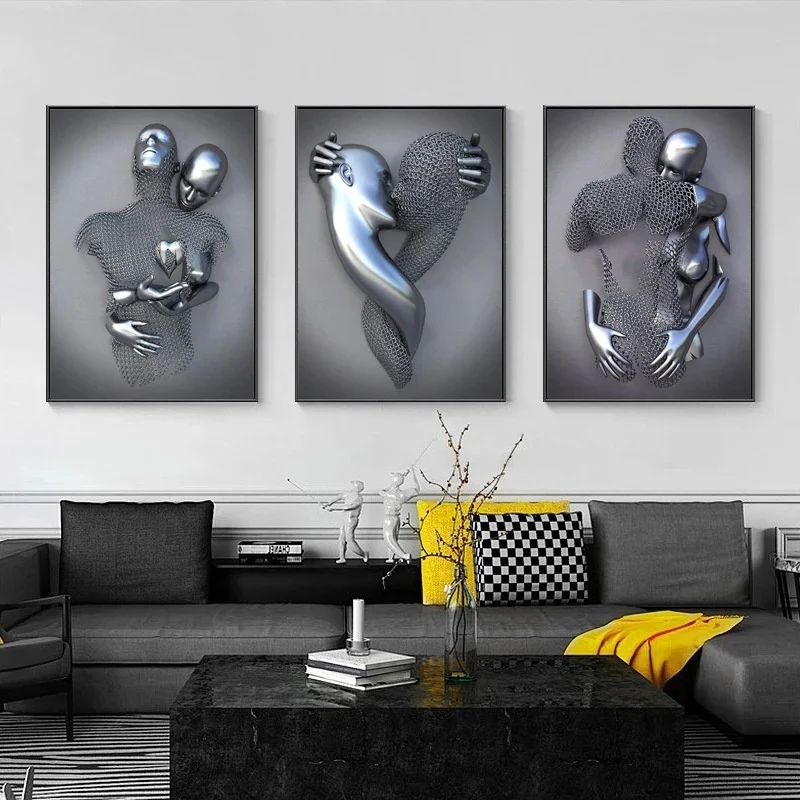 

Abstract Metal Figure Statue Art Canvas Painting Modern Romantic Posters and Prints Wall Art Pictures For Living Room Home Decor