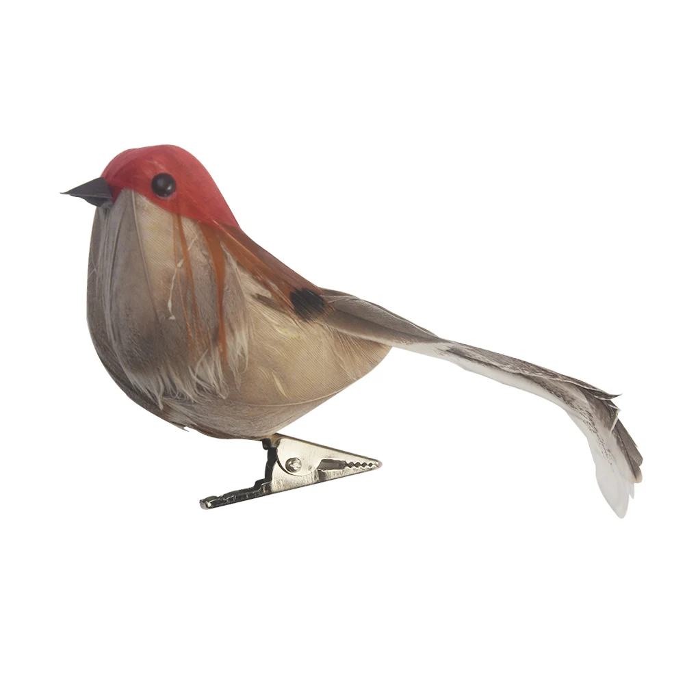 

Christmas Tree DIY Artificial Feather Bird Doll Decoration Craft Wedding Gift Ornaments Clip Party Home Decor Festival Bauble