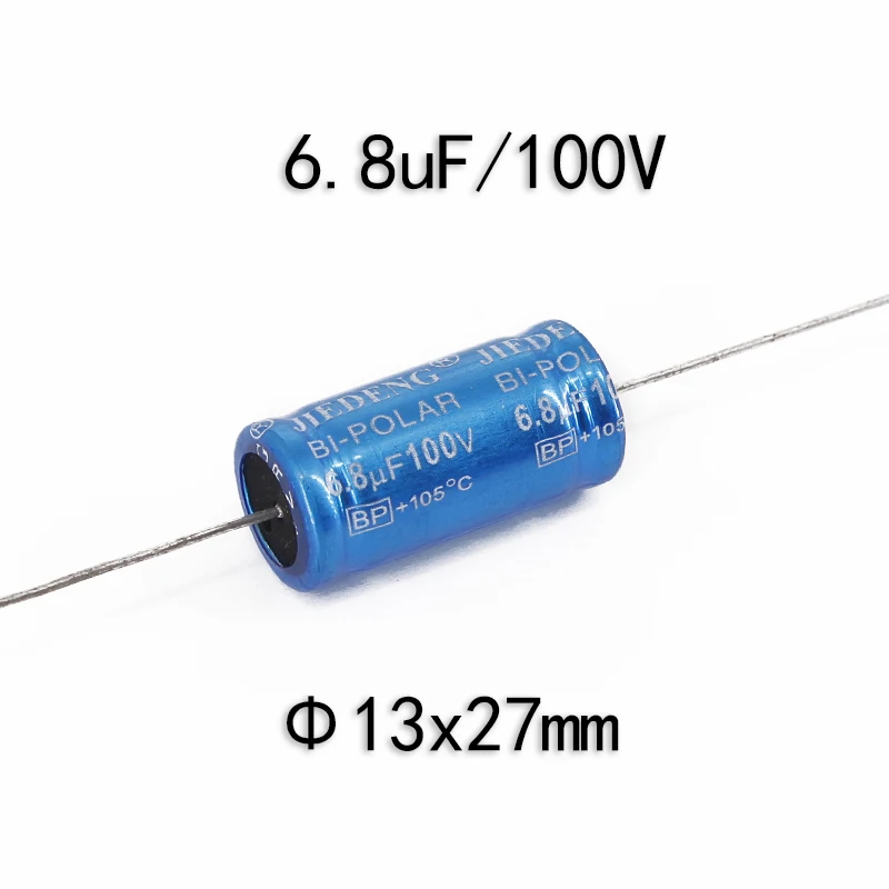 

1pcs 6.8UF/100V Poleless Axial Electrolytic Capacitor Audio Frequency Divider Horizontal Capacitor