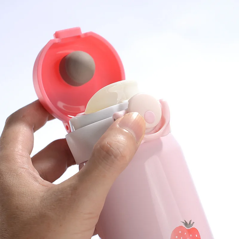 Чехол с рисунком клубники, вакуумный термос из нержавеющей стали, прекрасный подарок для женщин, портативные чашки для чая