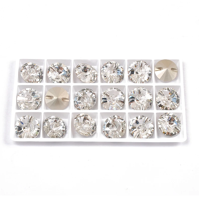 YANRUO 3015 All Sizes Crystal Clear Rivoli DIY Glass Sew Buttons Decorative For Needlework Craft Sewing Accessories