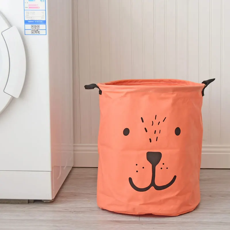 Ручная большая корзина для хранения белья мультяшный складной контейнер для хранения хлопковое белье детская игрушка грязная одежда Органайзер корзина - Цвет: orange