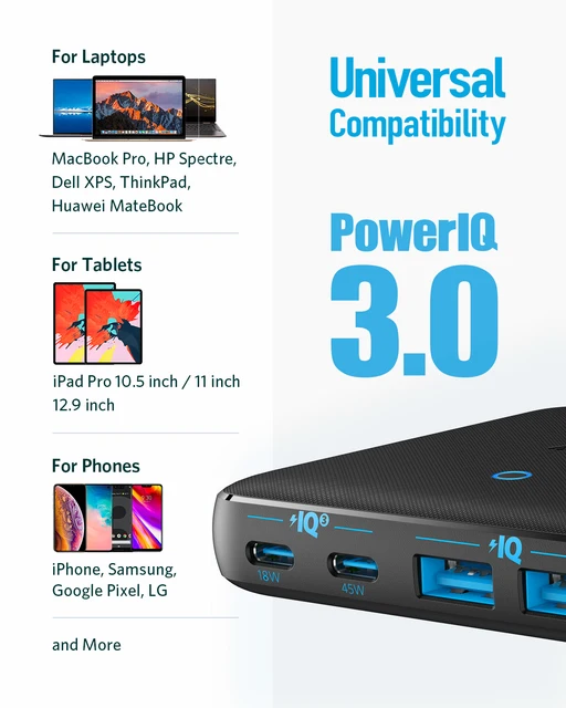 Anker GaN Charger 63W 4 Port PIQ 3.0 PowerPort Atom III Slim Wall Charger with Dual USB C Poorts (45W Max) for iphone 11 xiaomi - Hình ảnh 5