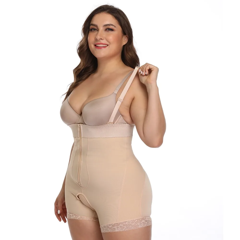 Women Open Crotch Underbust Corset Shapewear Bodysuit Tummy Slimming Sheath Control Pants Belly Corrective Underwear Beige S-6XL (9)