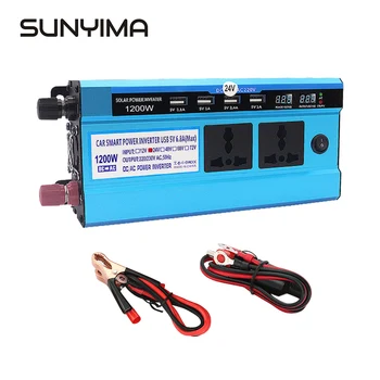 

SUNYIMA Dual USB 1200W DC12V 24V To AC220V Modified Sine Wave Solar Power Inverter Voltage Transformer Converter for Car DIY