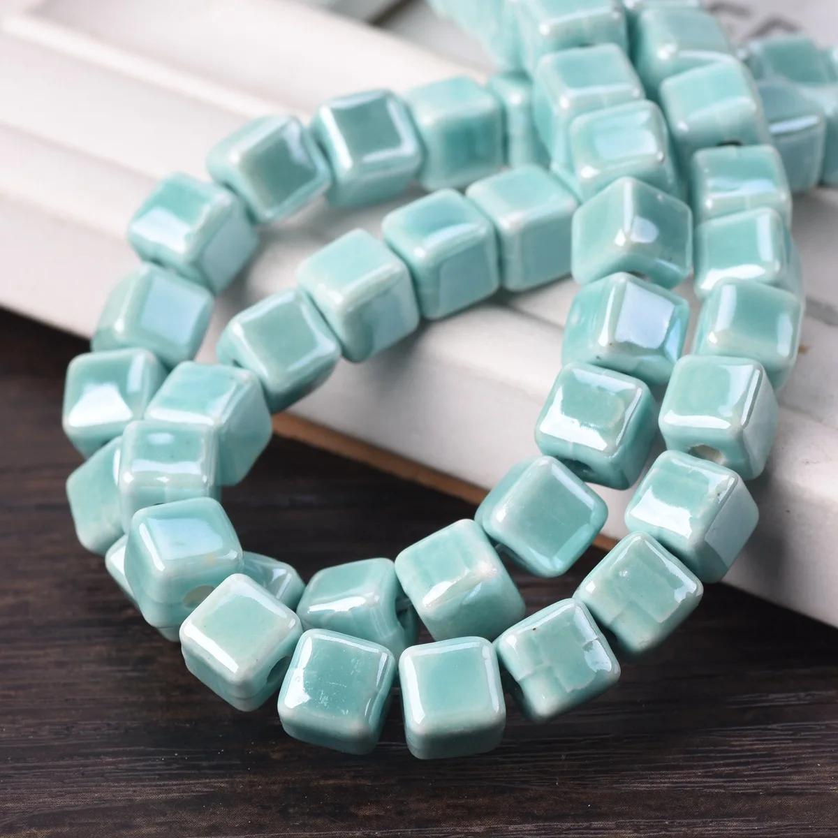 10pcs 8mm Cube Ceramic Porcelain Loose Craft Beads Charms For Jewelry Making DIY 