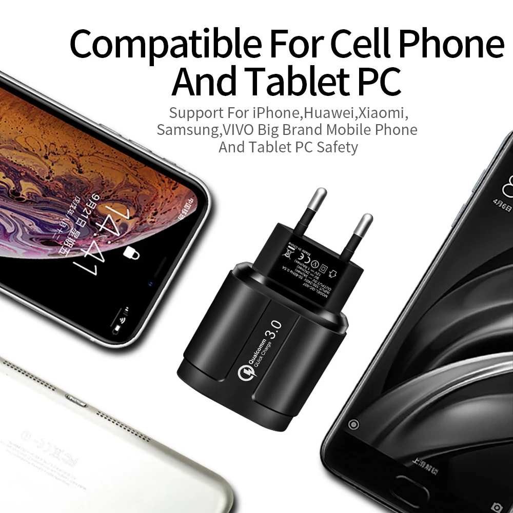 QC3.0 USB зарядное устройство Быстрая зарядка настенное зарядное устройство адаптер США ЕС вилка Мобильный телефон Быстрая зарядка для iPhone samsung Xiaomi huawei